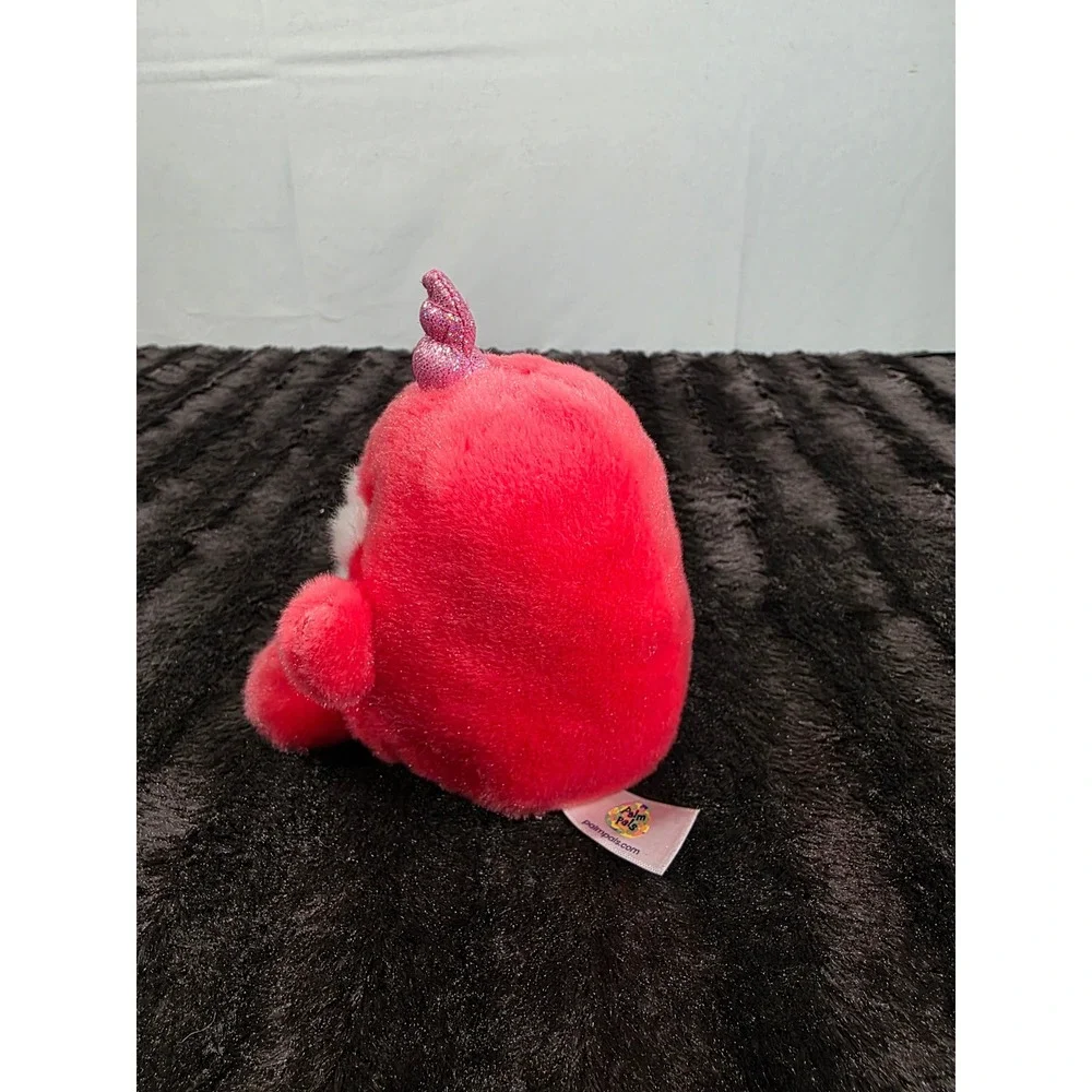 Aurora Palm Pals Nia Narwhal Pink Plush Stuffed Animal Glitter Horn 5 inch